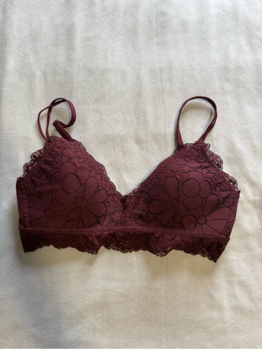 Aerie Lace Bralette Burgundy 32C